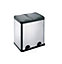 EVRE 60L Recycling Stainless Steel Waste Bin Silver 2 Removable Compartment with Pedal Soft Close  and Non Slip Base