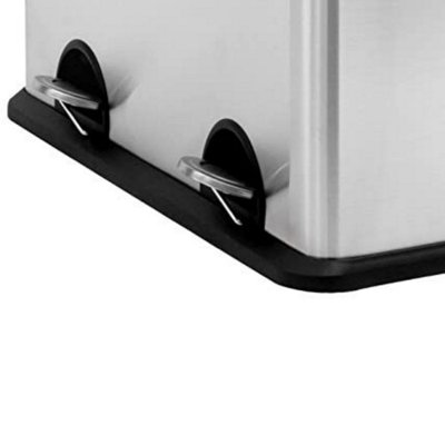 EVRE 60L Recycling Stainless Steel Waste Bin Silver 2 Removable Compartment with Pedal Soft Close  and Non Slip Base - 6