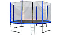 EVRE 8 ft Blue Outdoor Trampoline with Safety Net Padded Poles and Ladder
