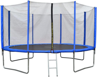 EVRE 8 ft Blue Outdoor Trampoline with Safety Net Padded Poles and Ladder