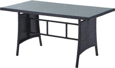 EVRE 9 Seat Marylin Corner Sofa & Dining Rattan Garden Furniture Set for Indoor Outdoor Patios Gardens Conservatories Black - 5