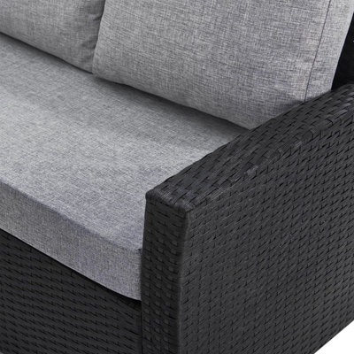 EVRE 9 Seat Marylin Corner Sofa & Dining Rattan Garden Furniture Set for Indoor Outdoor Patios Gardens Conservatories Black - 7