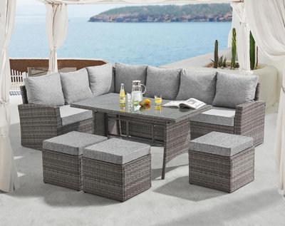 Gallery Detail: Evre 9 Seat Marylin Corner Sofa Dining Rattan Garden Furniture