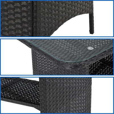 EVRE Anthracite Florence Garden Rattan Furniture Dining Set 4 Piece Seat Sofa Chair Outdoor Wicker Glass Top Table with Cushions - 7
