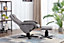 EVRE Armchair With Foot Stool Fabric Silver with Recline Swivel Padding
