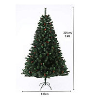 EVRE Artificial Christmas Tree With Pine Cones & Berries 7ft with 1200 PVC Tips, Easy Build Hinged Branches & Strong Metal Stand