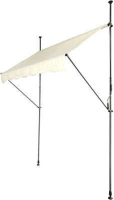 EVRE Balcony 2 x 1.2m Manual Adjustable Clamp Awning Canopy Retractable Shade Sun Shade Shelter Anti-UV and Waterproof - Beige