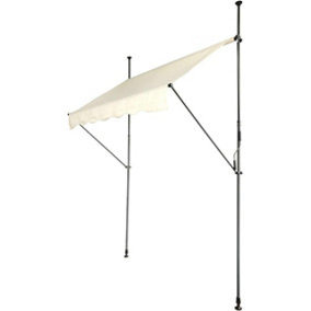 EVRE Balcony 2 x 1.5m Manual Adjustable Clamp Awning Canopy Sun Shade Shelter Anti-UV, Waterproof - Beige - FREE NEXT-DAY DELIVERY