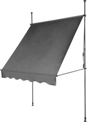EVRE Balcony 3 x 1.5m Manual Adjustable Clamp Awning  Sun Shade Shelter Anti-UV, Waterproof-Dark Grey - FREE NEXT-DAY DELIVERY