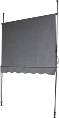 EVRE Balcony 3 x 1.5m Manual Adjustable Clamp Awning  Sun Shade Shelter Anti-UV, Waterproof-Dark Grey