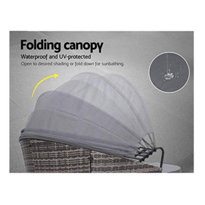 EVRE Bali Mixed Grey 3 Piece Modular Round Rattan Wicker Patio Garden Furniture Daybed (ORDER BY 4 PM FOR FREE NEXT DAY DELIVERY) - 4