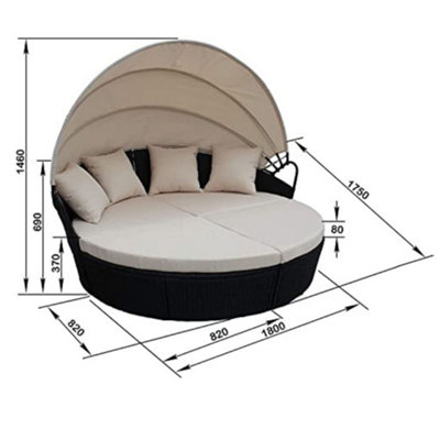 EVRE Bali Mixed Grey 3 Piece Modular Round Rattan Wicker Patio Garden Furniture Daybed (ORDER BY 4 PM FOR FREE NEXT DAY DELIVERY) - 6