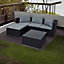Evre Black 4 Seat Rattan Outdoor Garden Furniture Set - Malaga with Coffee Table and Weatherproof Cover