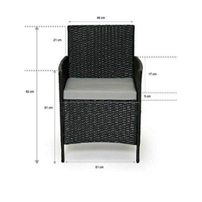 EVRE Black Rattan Garden Furniture Set Patio Conservatory Balcony Indoor Outdoor 4 Seater Piece Glass Top Coffee Table