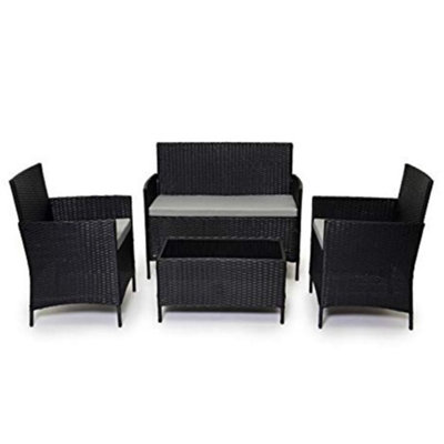 EVRE Black Rattan Garden Furniture Set Patio Conservatory Balcony Outdoor 4 Seater (ORDER BY 4 PM FOR FREE NEXT DAY DELIVERY) - 7