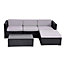 EVRE Black Rattan Outdoor Garden Furniture Set 4 Seater California Sofa Set with Coffee Table