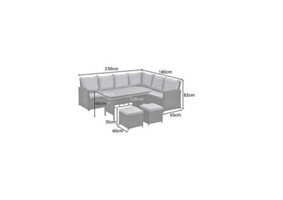 EVRE Brown 8 Seater Garden Rattan Furniture Corner Dining Set -Monroe with Table Sofa Bench Stool - 5