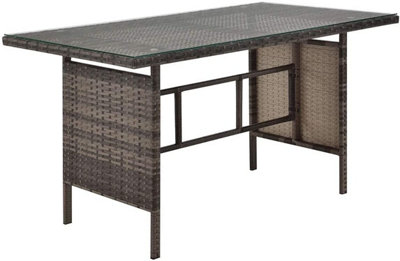 EVRE Brown 8 Seater Garden Rattan Furniture Corner Dining Set -Monroe with Table Sofa Bench Stool - 6