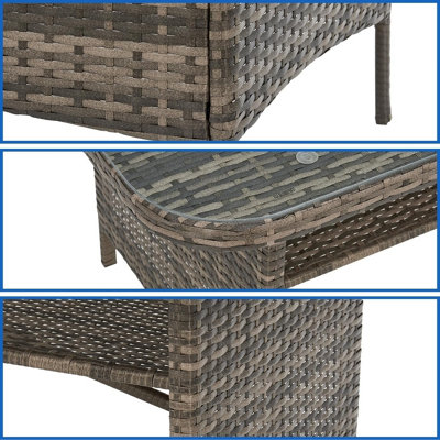EVRE Brown Florence Garden Rattan Furniture Dining Set 4 Piece Seat Sofa Chair Outdoor Wicker Glass Top Table with Cushions - 6