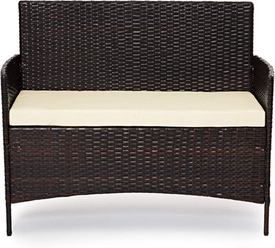 EVRE Brown Madrid Rattan Garden Furniture Set Patio Conservatory Indoor Outdoor 4 piece set - 3