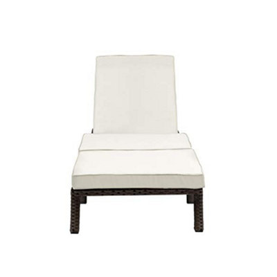 EVRE Brown Rattan Garden Padded Sun Lounger Sun Bed Day Bed Sunlounger - 3