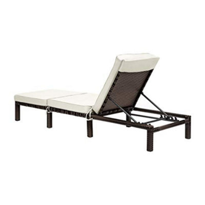 EVRE Brown Rattan Garden Padded Sun Lounger Sun Bed Day Bed Sunlounger - 5