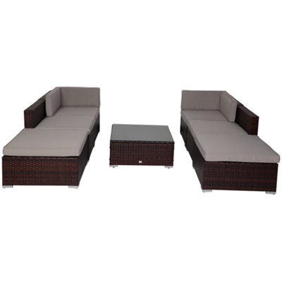 EVRE Brown Rattan Outdoor Garden Furniture Nevada Set 6 Seater Sofa with Coffee Table with cover - 4