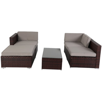 EVRE Brown Rattan Outdoor Garden Furniture Set 4 Seater California Sofa Set with Coffee Table - 4
