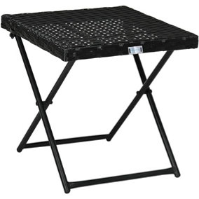EVRE Capri Folding Side Rattan Table Outdoor, Drinks, Camping Lightweight Wicker & Portable - Black - FREE NEXT-DAY DELIVERY