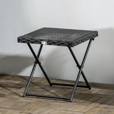 EVRE Capri Folding Side Rattan Table Outdoor, Drinks, Camping ...