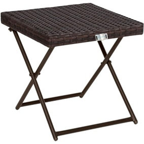 EVRE Capri Folding Side Rattan Table Outdoor,Gardens, Camping Lightweight Wicker & Portable - Brown - FREE NEXT-DAY DELIVERY