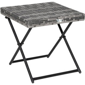 EVRE Capri Folding Side Rattan Table Outdoor Laptops, Drinks, Gardens, Camping Lightweight Weatherproof Wicker & Portable - Grey