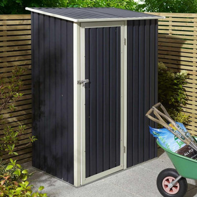 EVRE Garden Shed 4x2ft Dark Grey with Sloped Roof Lockable Door and Weather Resistant Paint