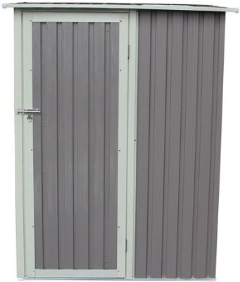 EVRE Garden Shed 4x2ft Warm Grey with Sloped Roof Lockable Door and Weather Resistant Paint