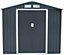 EVRE Garden Shed 6x4ft Dark Grey with Apex Roof Sliding Doors Weather Resistant Paint & Vents