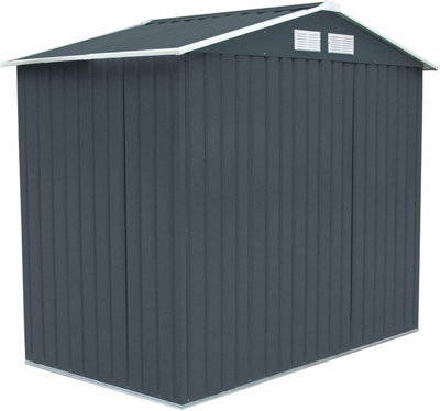 EVRE Garden Shed 6x4ft Dark Grey with Apex Roof Sliding Doors Weather Resistant Paint & Vents - 4