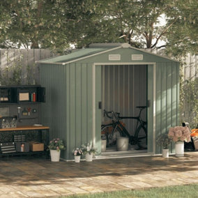 EVRE Garden Shed 6x5ft Light Green with Apex Roof Sliding Doors Weather Resistant Paint & Vents - FREE NEXT-DAY DELIVERY