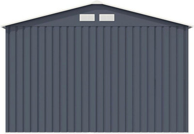 EVRE Garden Shed 6x8ft Dark Grey with Apex Roof Sliding Doors Weather Resistant Paint & Vents