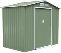 EVRE Garden Shed 9x6ft Light Green with Apex Roof Sliding Doors Weather Resistant Paint & Vents
