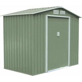 EVRE Garden Shed 9x6ft Light Green with Apex Roof Sliding Doors Weather Resistant Paint & Vents