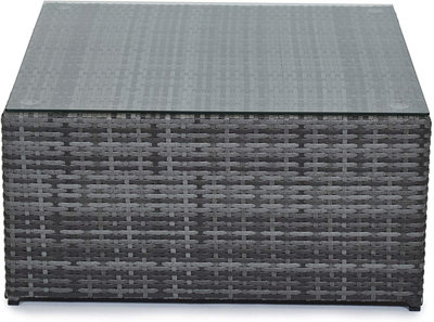 Evre Grey 4 Seat Rattan Outdoor Garden Furniture Set - Malaga with Coffee Table and Weatherproof Cover - 4