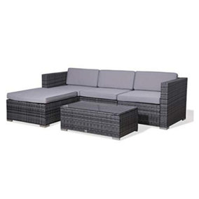 EVRE Grey 4 Seat Rattan Outdoor Garden Furniture Sofa Set - California and Weatherproof Cover