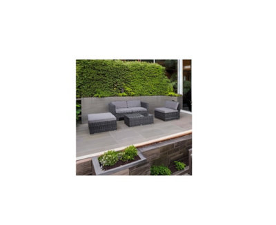 EVRE Grey 4 Seat Rattan Outdoor Garden Furniture Sofa Set - California with Coffee Table