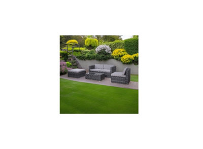 EVRE Grey 4 Seat Rattan Outdoor Garden Furniture Sofa Set - California with Coffee Table - 3
