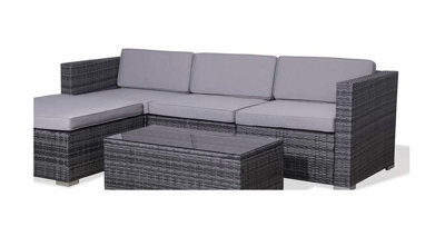 EVRE Grey 4 Seat Rattan Outdoor Garden Furniture Sofa Set - California with Coffee Table - 4