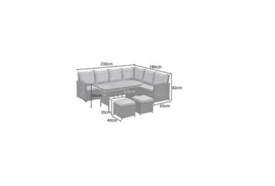 EVRE Grey 8 Seater Garden Rattan Furniture Corner Dining Set -Monroe with Table Sofa Bench Stool and Weatherproof Cover - 6