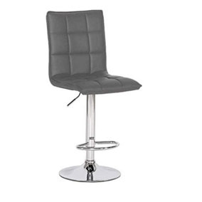 EVRE Grey Cuban Bar Stool with Adjustable Gas Lift and 360 degree Swivel for Kitchen Breakfast Lounge - FREE NEXT-DAY DELIVERY
