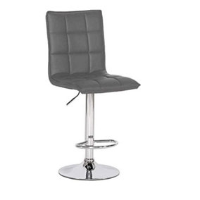 EVRE Grey Cuban Bar Stool with Adjustable Gas Lift and 360 degree Swivel for Kitchen Breakfast Lounge