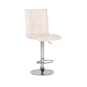EVRE Grey Cuban Bar Stool with Adjustable Gas Lift and 360 degree Swivel for Lounge Kitchen Breakfast - FREE NEXT-DAY DELIVERY