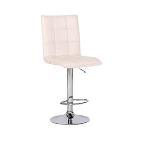 EVRE Grey Cuban Bar Stool with Adjustable Gas Lift and 360 degree Swivel for Lounge Kitchen Breakfast